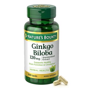 Nature's Bounty Ginkgo Biloba Standardized Extract Capsules 120mg, 100CT