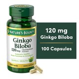 Nature's Bounty Ginkgo Biloba Standardized Extract Capsules 120mg, 100CT, thumbnail image 2 of 7