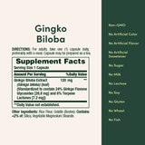 Nature's Bounty Ginkgo Biloba Standardized Extract Capsules 120mg, 100CT, thumbnail image 3 of 7
