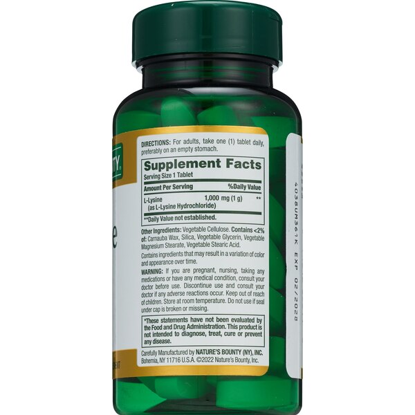 Nature's Bounty L-Lysine Tablets 1000mg, 60CT
