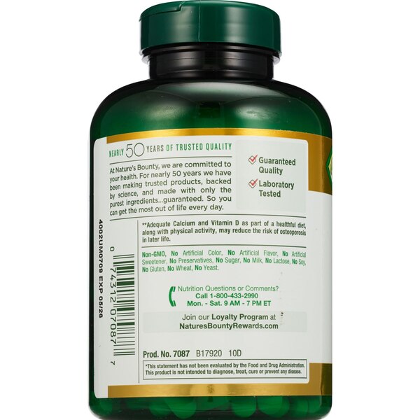 Nature's Bounty Calcium With Vitamin D3 Tablets, 500 mg, 300 CT