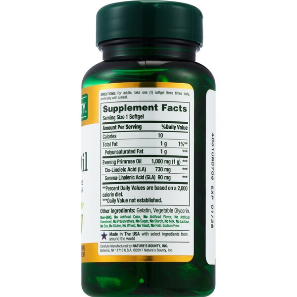 Nature's Bounty Evening Primrose Oil Softgels 1000mg, 60 CT