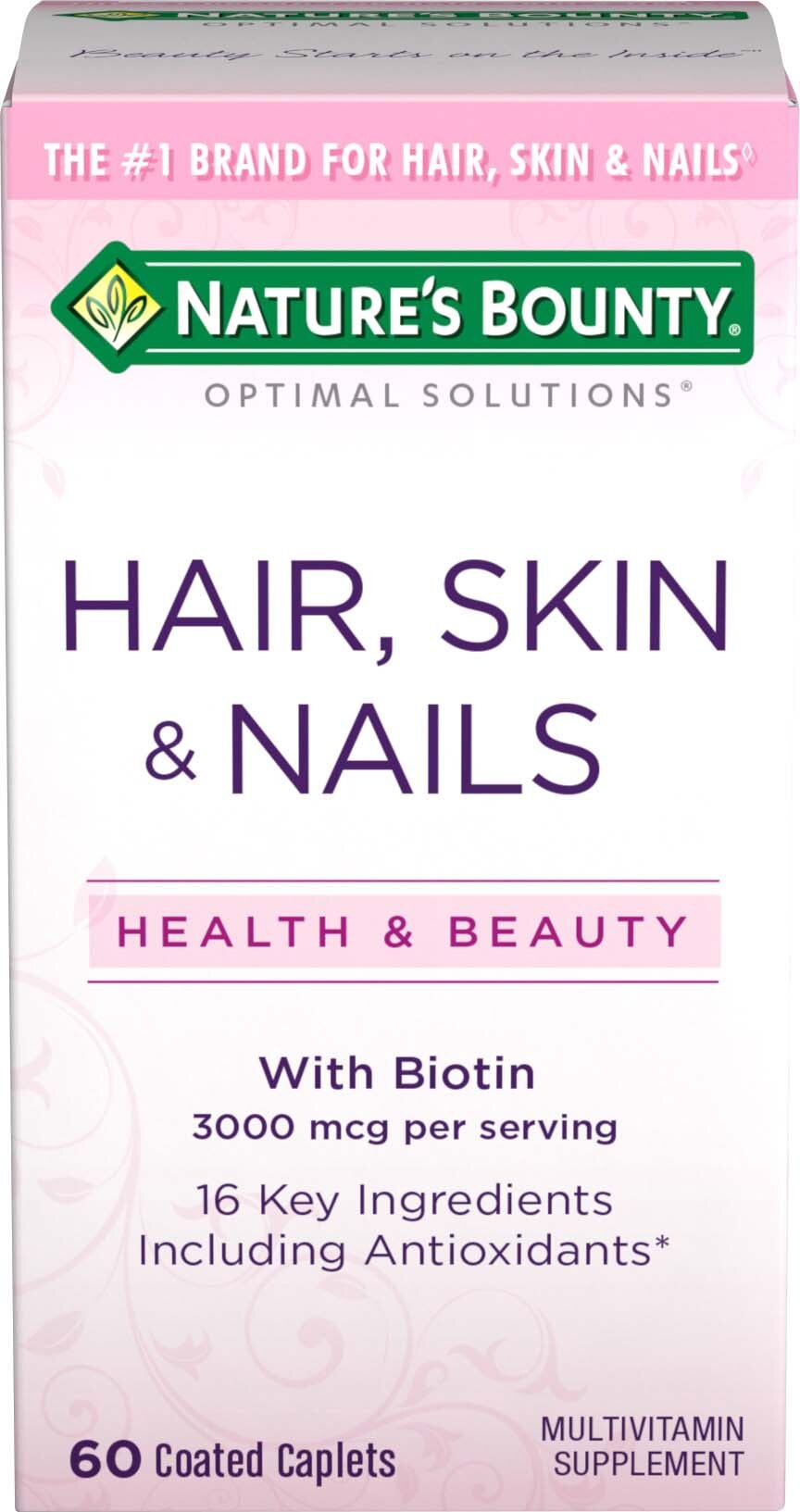 Nature's Bounty Optimal Solutions - Tabletas para el cabello, piel y uñas, 60 u.