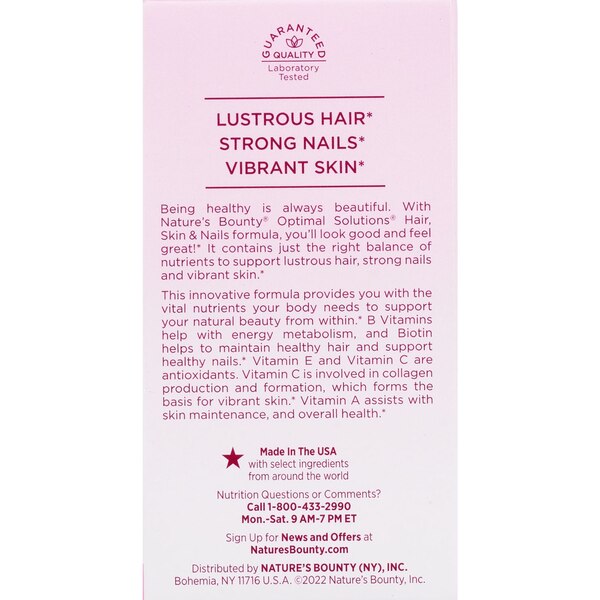 Nature's Bounty Optimal Solutions Hair, Skin and Nails Tablets, 60CT
