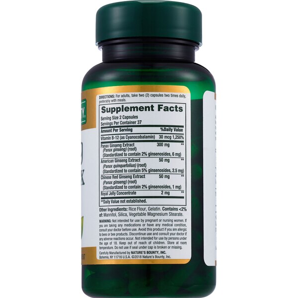Nature's Bounty Ginseng Complex Plus Royal Jelly Capsules, 75CT