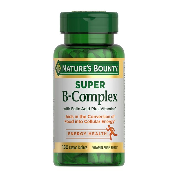 Nature's Bounty Super B Complex with Folic Acid plus Vitamin C Tablets, 150CT