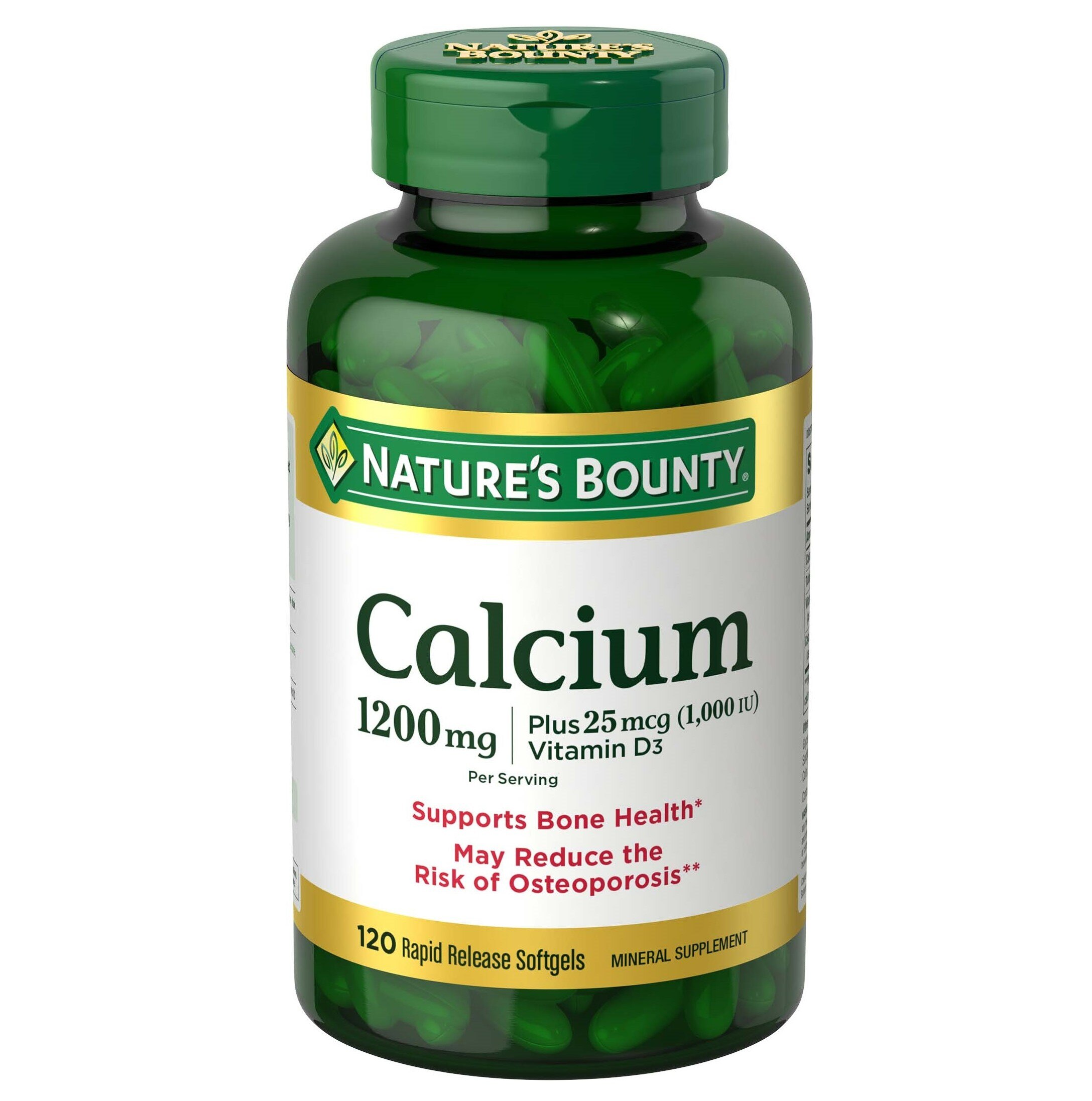 Nature's Bounty - Cápsulas blandas de calcio con vitamina D, 1200 mg , 120 u.