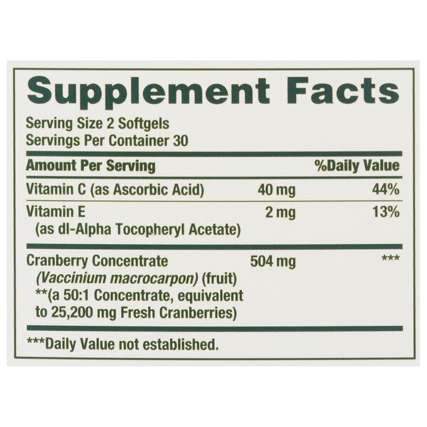 Nature's Bounty Triple Strength Cranberry with Vitamin C Softgels, 60CT
