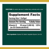 Nature's Bounty Vitamin D3  Rapid Release Softgels, 25 mcg, thumbnail image