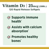 Nature's Bounty Vitamin D3  Rapid Release Softgels, 25 mcg, thumbnail image