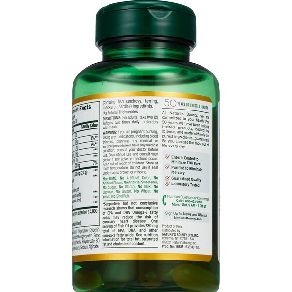 Nature's Bounty Odorless Fish Oil Softgels 1200mg