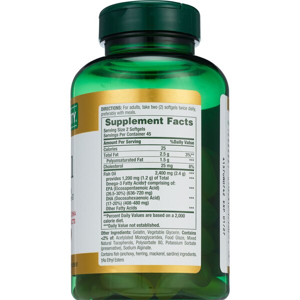 Nature's Bounty Odorless Fish Oil Softgels 2400mg, 90 CT