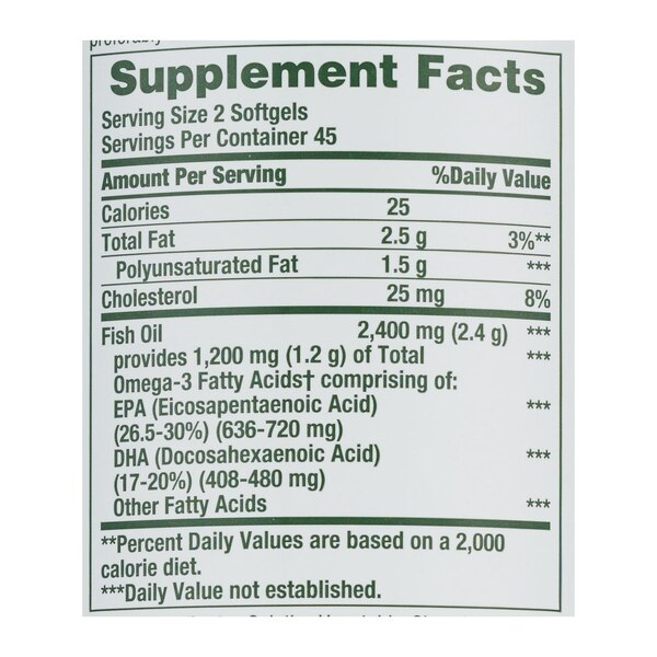 Nature's Bounty Odorless Fish Oil Softgels 2400mg, 90 CT