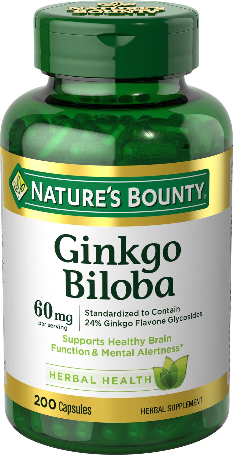 Nature's Bounty - Cápsulas de Ginkgo Biloba, 60 mg, 200 u.
