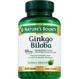 Nature's Bounty Ginkgo Biloba Capsules 60mg, 200 CT, thumbnail image 1 of 4