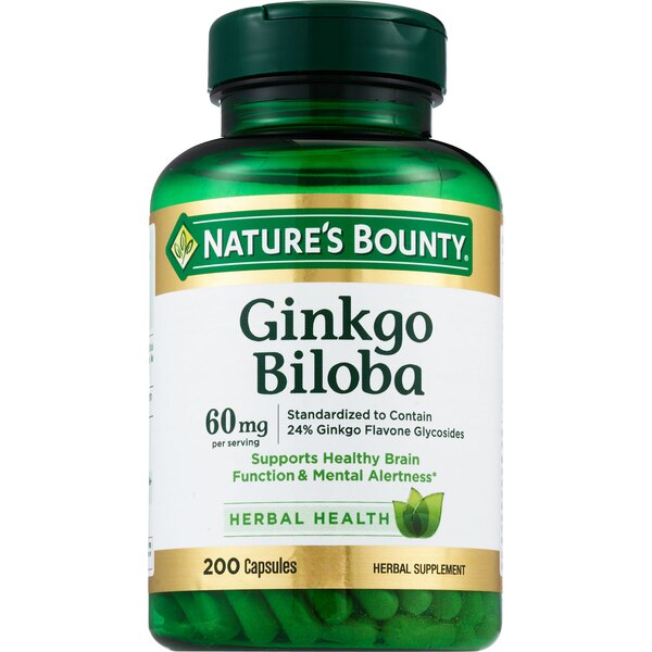 Nature's Bounty Ginkgo Biloba Capsules 60mg, 200 CT