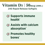 Nature's Bounty Vitamin D3 Immune Health 50mcg (2000 IU) Softgels, thumbnail image