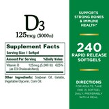 Nature's Bounty Vitamin D3, 5000 IU Immune Health Softgels, 240 CT, thumbnail image