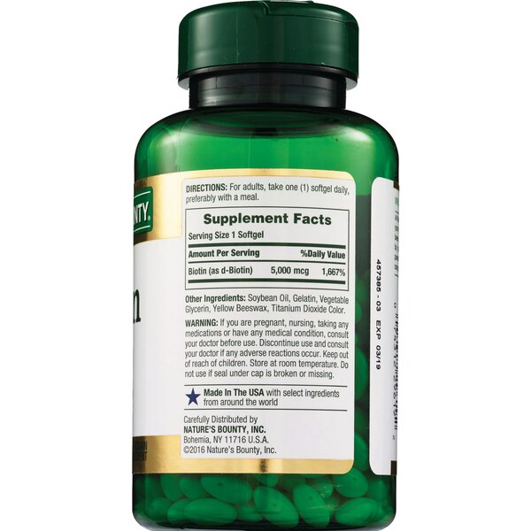 Nature's Bounty Biotin Softgels 5000mcg