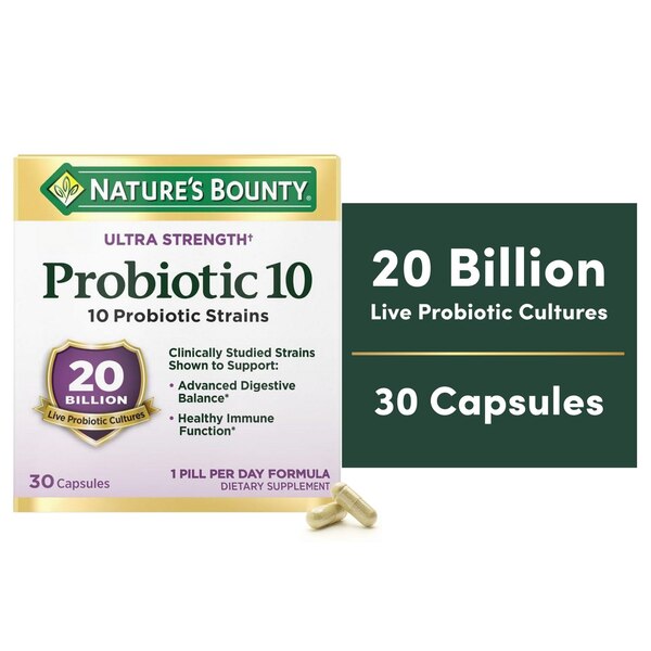 Nature's Bounty Ultra Strength Probiotic 10 Digestive Health Capsules, 30 CT