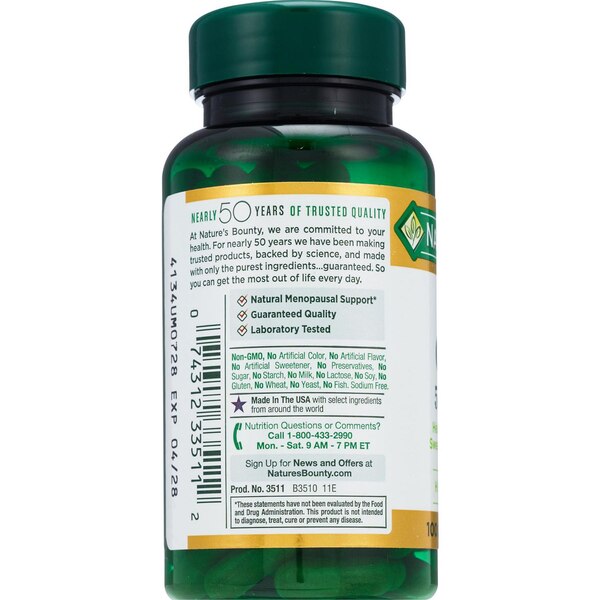 Nature's Bounty Black Cohosh Natural 540mg, 100 CT