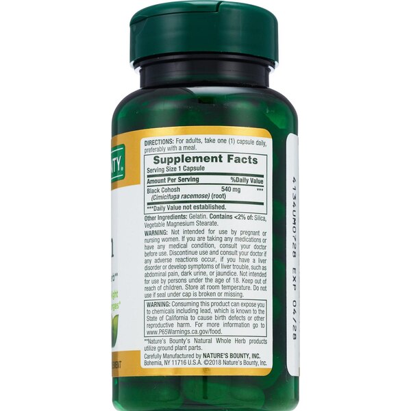 Nature's Bounty Black Cohosh Natural 540mg, 100 CT