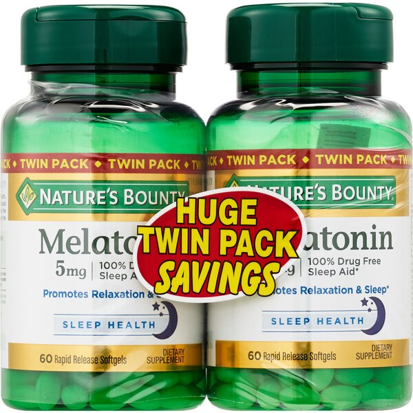 Nature's Bounty Melatonin 5 MG Softgels, 60 CT, 2 Pack