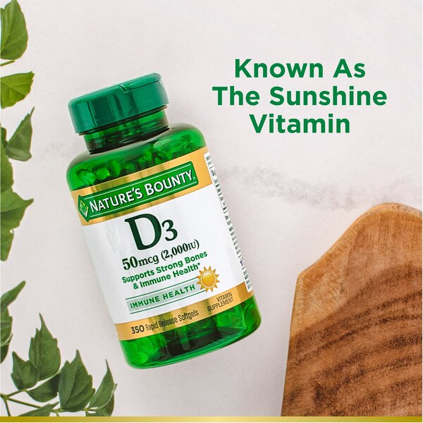 Nature's Bounty Vitamin D3 Immune Health 50mcg (2000 IU) Softgels