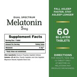 Nature's Bounty Dual Spectrum Melatonin 5mg Bi-Layer Tablets, 60 CT, thumbnail image 3 of 6