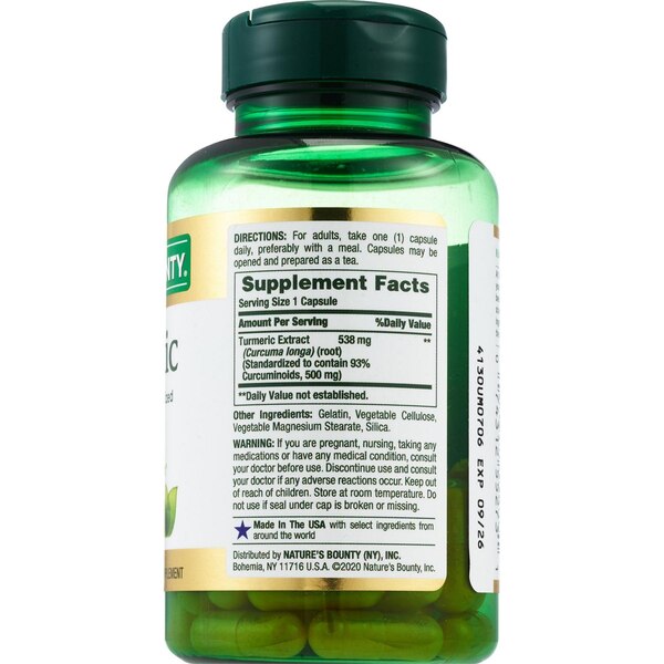 Nature's Bounty Turmeric Standardized Extract Capsules 500mg, 45CT