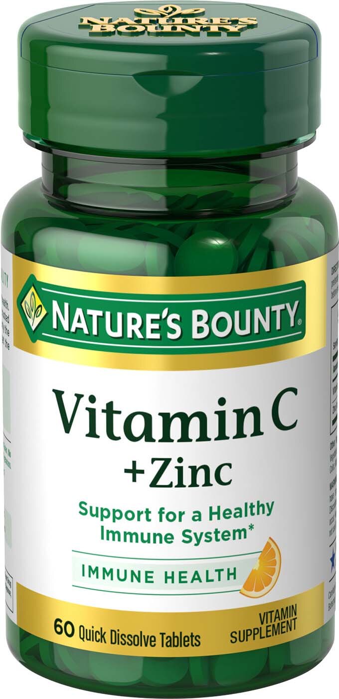Nature's Bounty Vitamin C Plus Zinc Quick Dissolve Tablets, 60 CT