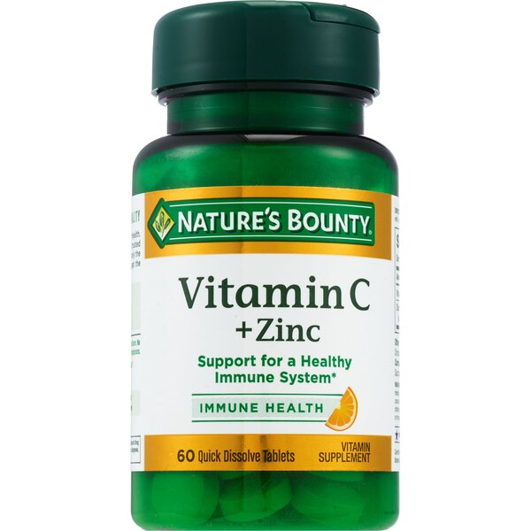 Nature's Bounty Vitamin C Plus Zinc Quick Dissolve Tablets, 60 CT
