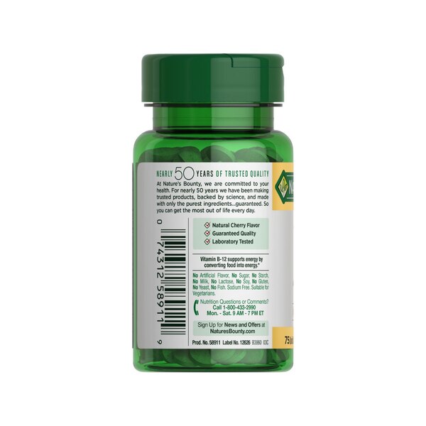Nature's Bounty Vitamin B-12 Tablets 2500mcg, 75CT