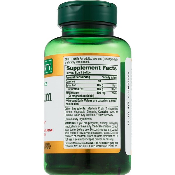 Nature's Bounty Magnesium Capsules, 400 mg, 75 CT