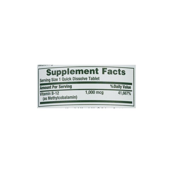 Nature's Bounty Quick Dissolve Vitamin B-12 Tablets 1000mcg, 60CT