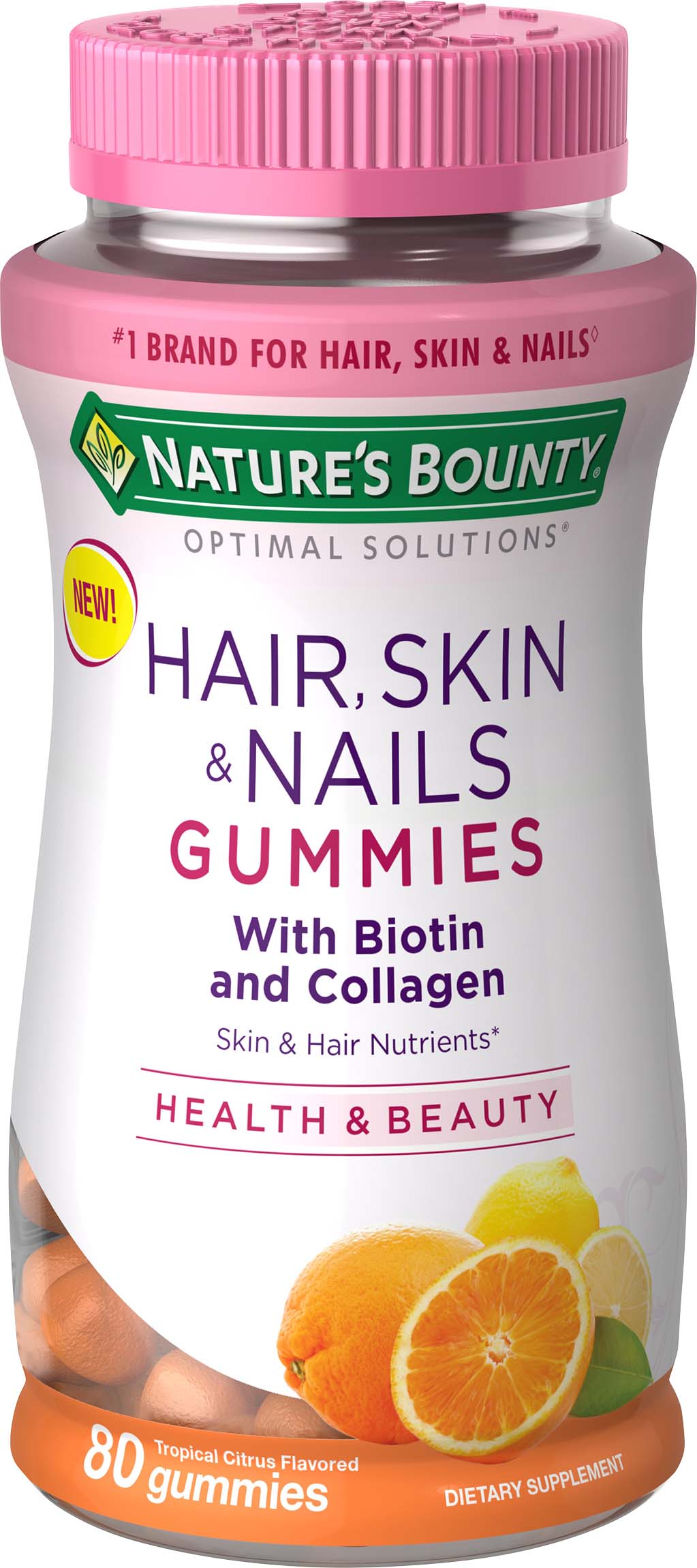 Nature's Bounty Optimal Solutions - Gomitas para la salud del cabello, piel y uñas con biotina y colágeno, 80 u.
