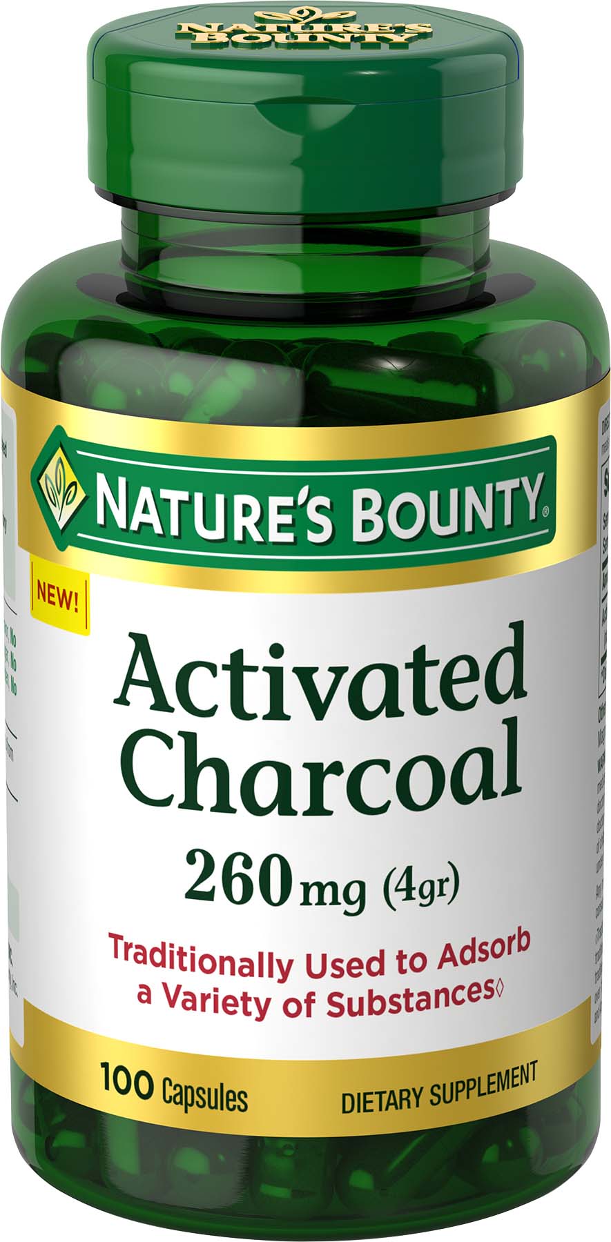 Nature's Bounty - Carbón activado, 260 mg, 100 u.