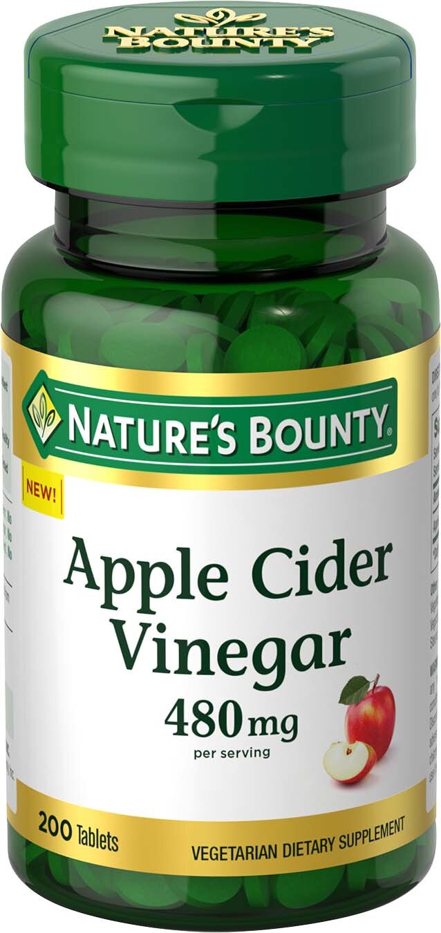 Nature's Bounty - Tabletas de vinagre de sidra de manzana, 480 mg, 200 u.