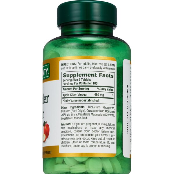 Nature's Bounty Apple Cider Vinegar, 480 mg, 200 CT
