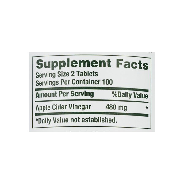Nature's Bounty Apple Cider Vinegar, 480 mg, 200 CT