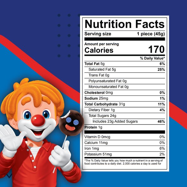 Ricolino Paleta Payaso Chocolate Marshmallow Lollipop, 17.64 OZ