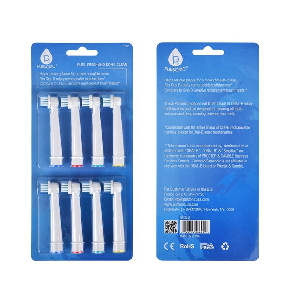 Pursonic Sensitive Toothbrush Replacement Heads Fits Oral B