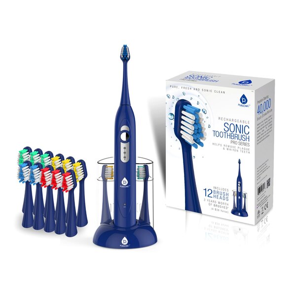 Pursonic Sonic Toothbrush with 12 Brush Head Attachments