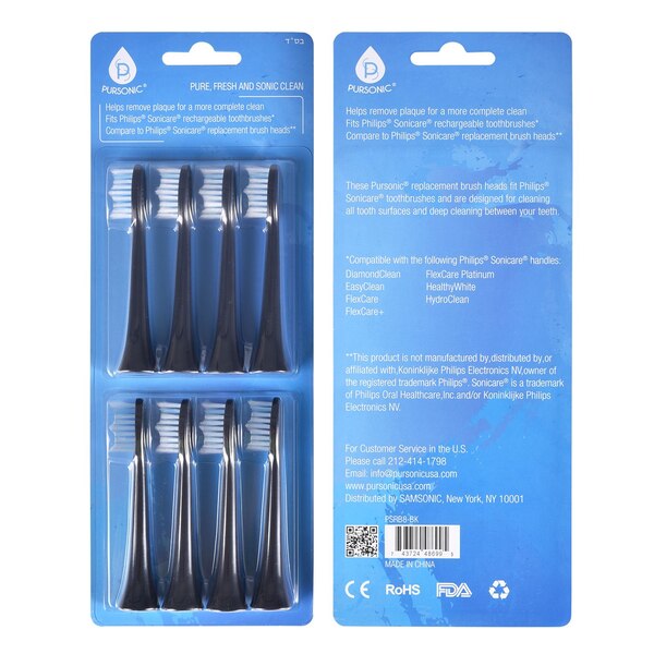 Pursonic Toothbrush Replacement Heads Fits Sonicare, 8 CT