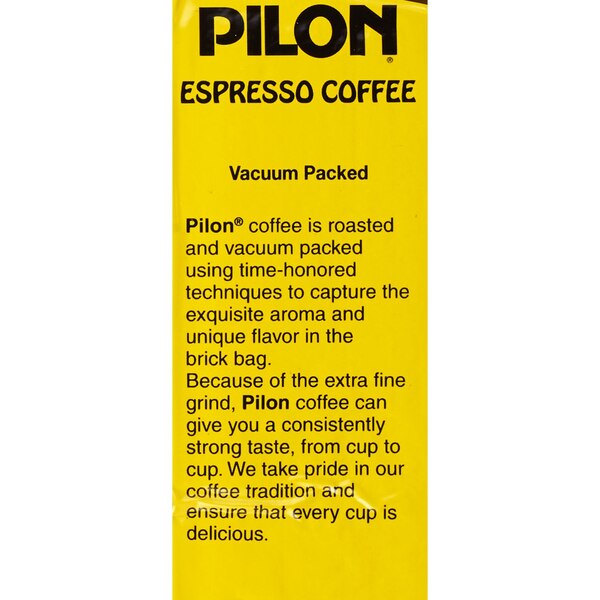 Pilon Decaffeinated Espresso Coffee, Dark Roast, Ground, 10 OZ Brick