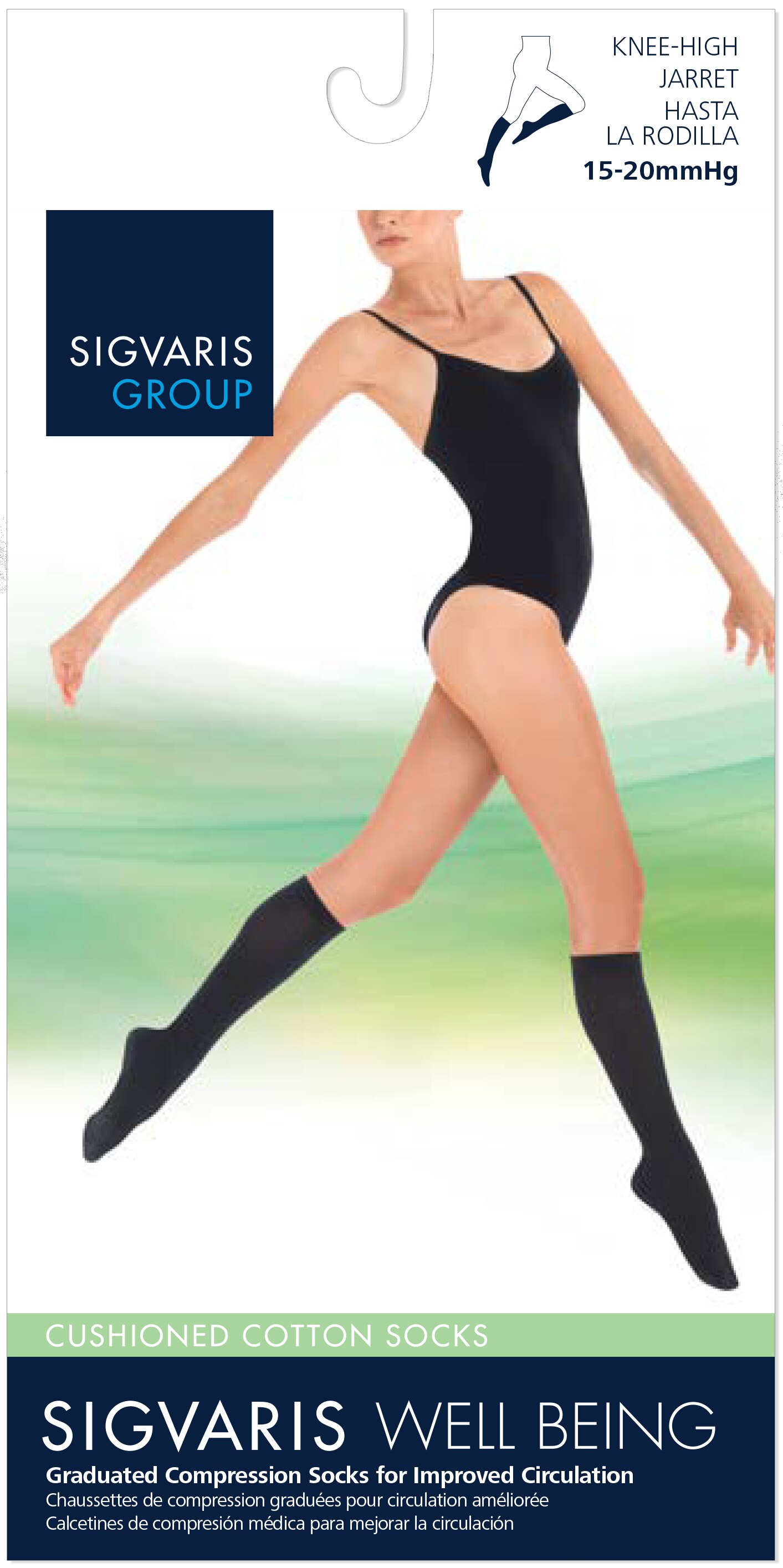 Sigvaris Motion Cushioned Cotton Calf Length Compression Socks 15-20 mmHg