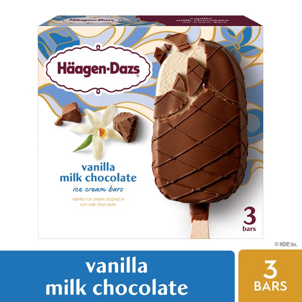 Haagen-Dazs Vanilla Milk Chocolate Ice Cream Bars, 3ct