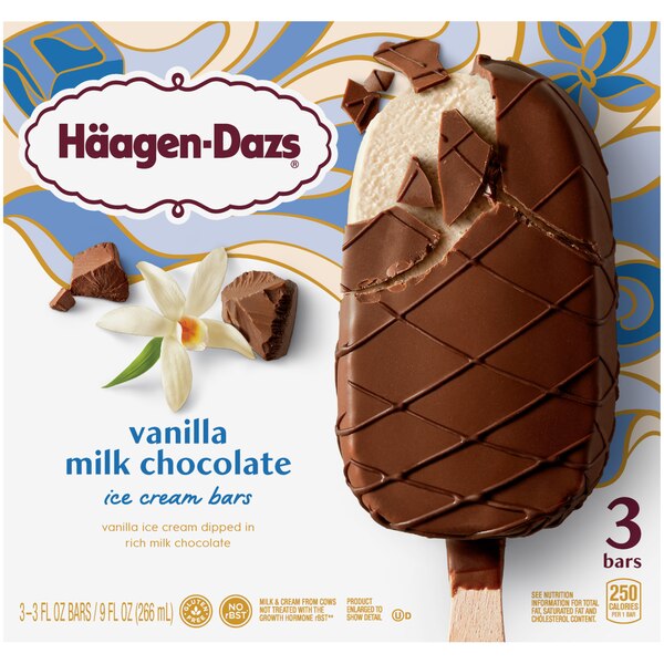Haagen-Dazs Vanilla Milk Chocolate Ice Cream Bars, 3ct
