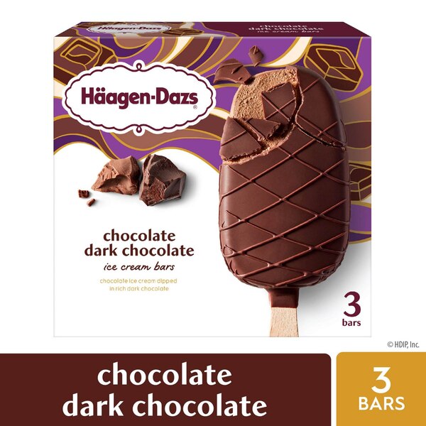 Haagen-Dazs Chocolate Dark Chocolate Ice Cream Bars, 3ct
