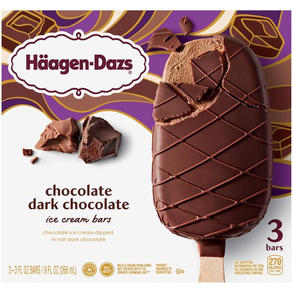 Haagen-Dazs Chocolate Dark Chocolate Ice Cream Bars, 3ct